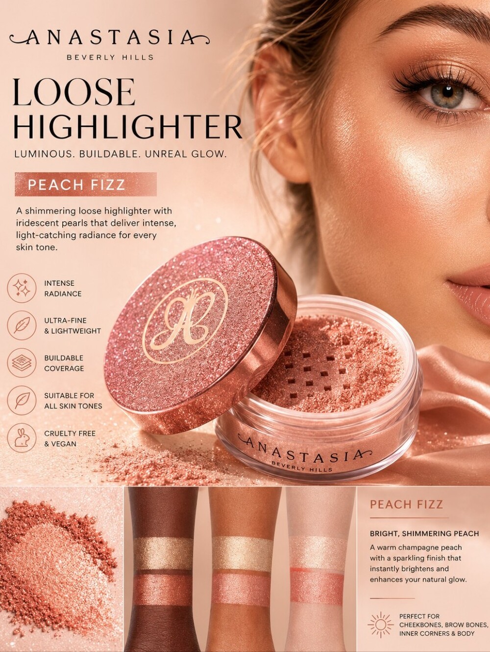 Anastasia Beverly Hills Loose Highlighter – Peach Fizz